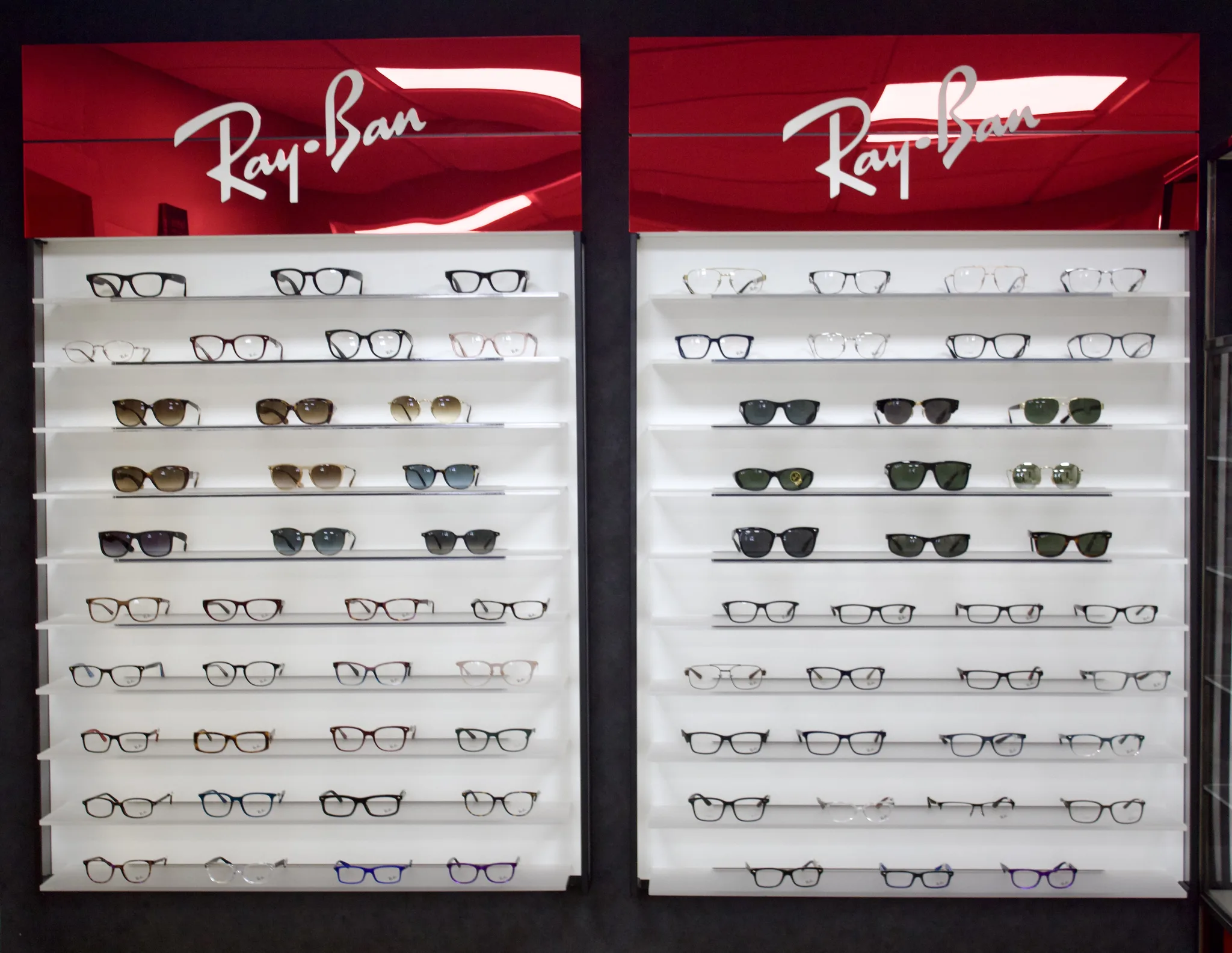 Eyeglass and sunglass frames displayed in the Cranston optical area.